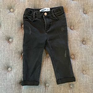 Old Navy Black Baby Toddler Boyfriend Adjustable Distressed Jeans 18-24M